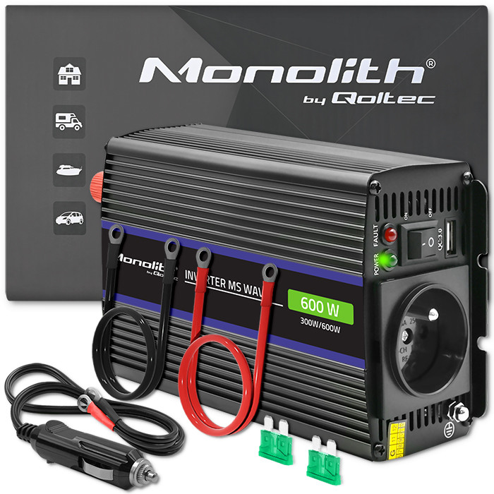 Menič napätia Monolith 12V na 230V 300_600W USB